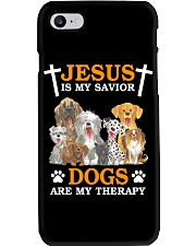 Jesus is my savior Dogs are my therapy Phone Case tile