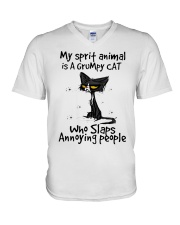 My spirit animal is a grumpy cat V-Neck T-Shirt tile