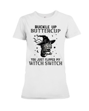 BLACK CAT BUCKLE UP BUTTERCUP Premium Fit Ladies Tee tile