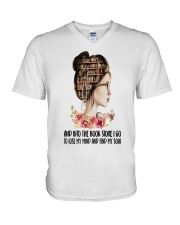 And into the book store V-Neck T-Shirt tile