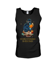 In a world of bookworms be a book dragon Unisex Tank tile