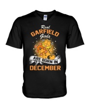 Real Garfield girls are born in December V-Neck T-Shirt tile