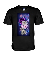 KOALA PURPLE BUTTERFLY FLOWER 2 V-Neck T-Shirt tile