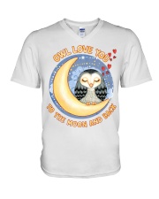 Owl Love You The Moon and Back Valentine Day V-Neck T-Shirt tile