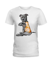 MS strong Multiple Sclerosis awareness Pitbull Ladies T-Shirt front