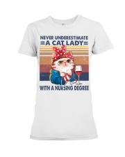 Never underestimate a cat lady Premium Fit Ladies Tee tile