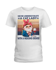 Never underestimate a cat lady Ladies T-Shirt tile