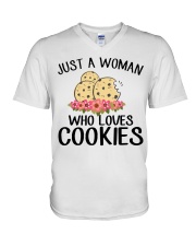 JUST A WOMAN WHO LOVES COOKIES V-Neck T-Shirt thumbnail