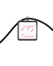 I LOVE CROCHET AND CAT FUNNY CROCHET Cord Rectangle Necklace thumbnail