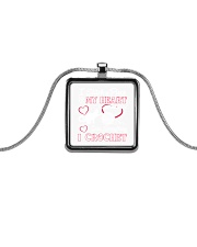 I LOVE CROCHET AND CAT FUNNY CROCHET Metallic Rectangle Necklace thumbnail