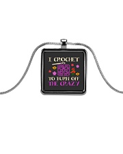 I CROCHET TO BURN OFF THE CRAZY Metallic Rectangle Necklace thumbnail