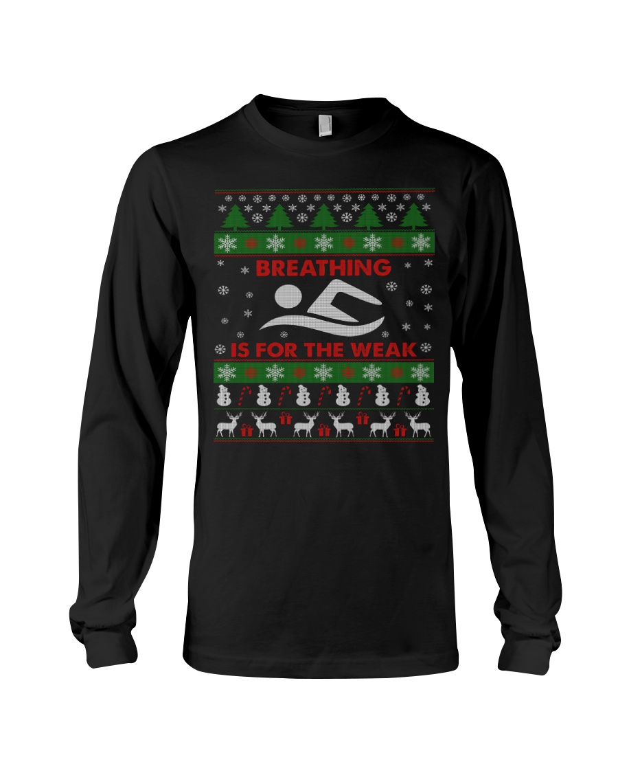 SWIMMING UGLY CHRISTMAS SWEATER SWIMMER XMAS GIFT Long Sleeve Tee