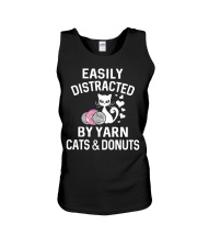 EASILY DISTRACTED BY YARN CATS AND DONUTS Unisex Tank front