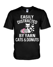 EASILY DISTRACTED BY YARN CATS AND DONUTS V-Neck T-Shirt thumbnail