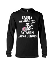 EASILY DISTRACTED BY YARN CATS AND DONUTS Long Sleeve Tee thumbnail