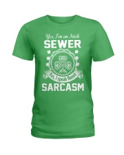 THIS IRISH SEWER SPEAKS FLUENT SARCASM Ladies T-Shirt front