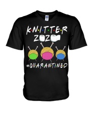 KNITTER 2020 QUARANTINED YARN IN FACEMASK V-Neck T-Shirt thumbnail