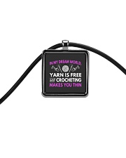 CROCHETING MAKES YOU THIN FUNNY CROCHET Cord Rectangle Necklace thumbnail
