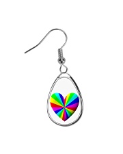 valentine heart rainbow 3D Teardrop Earrings thumbnail