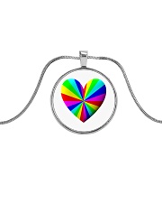 valentine heart rainbow 3D Metallic Circle Necklace thumbnail