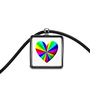 valentine heart rainbow 3D Cord Rectangle Necklace thumbnail