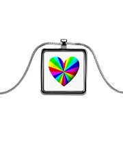 valentine heart rainbow 3D Metallic Rectangle Necklace thumbnail