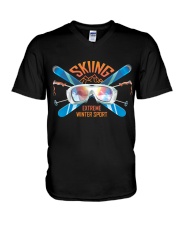 Skiing - Extreme winter sport V-Neck T-Shirt tile