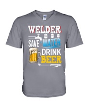 Welder Save Beer V-Neck T-Shirt tile