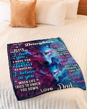 BL10056P - To My Daughter Wolf Dad - Personalized Small Fleece Blanket - 30" x 40" aos-coral-fleece-blanket-30x40-lifestyle-front-01