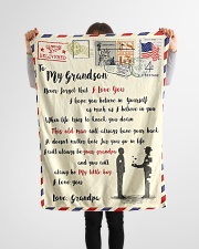 FBL10052 To My Grandson Letter Family Small Fleece Blanket - 30" x 40" aos-coral-fleece-blanket-30x40-lifestyle-front-14