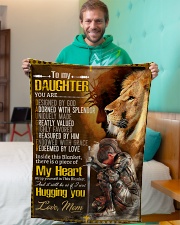 Jes10085 - Daughter Designed By God Small Fleece Blanket - 30" x 40" aos-coral-fleece-blanket-30x40-lifestyle-front-09