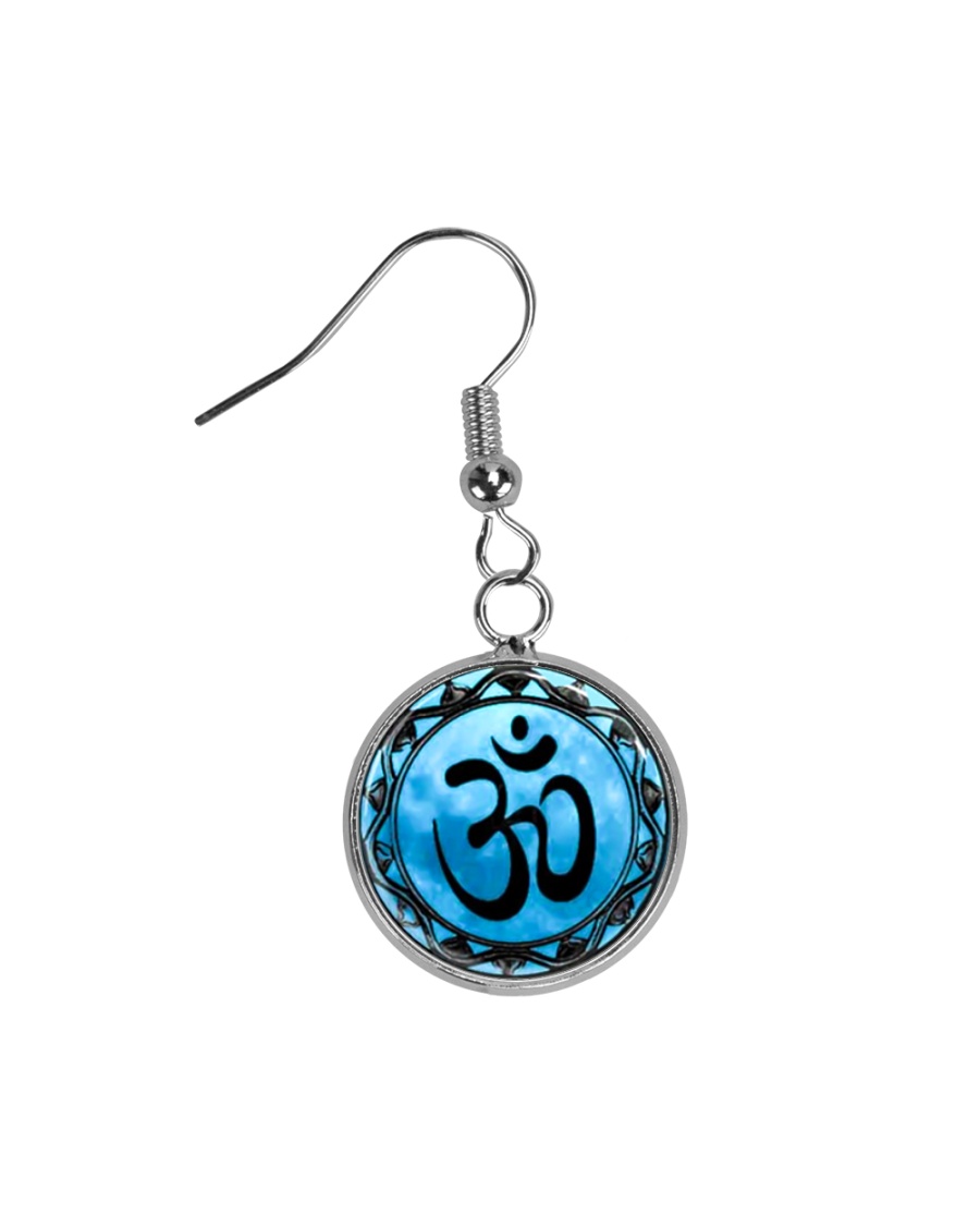 Yoga A97 Blue Om Circle Earrings
