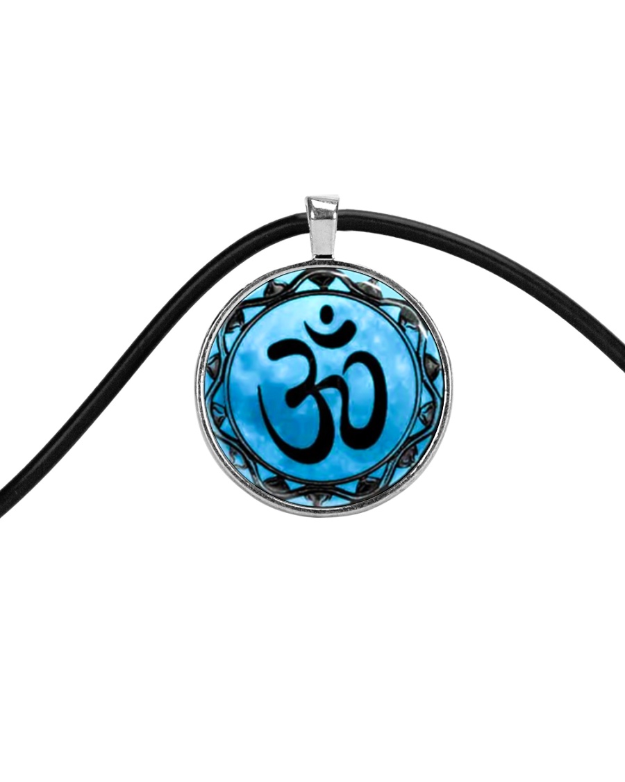 Yoga A97 Blue Om Cord Circle Necklace