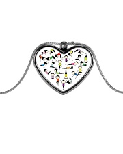 Yoga Positions Heart Metallic Heart Necklace front