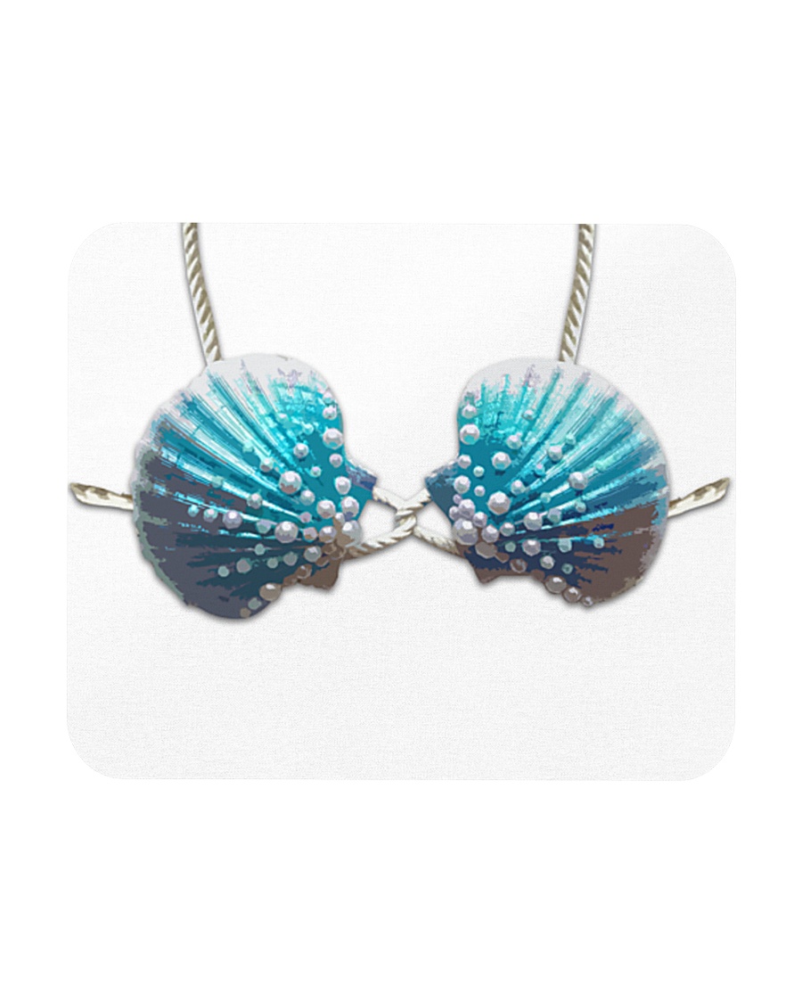 A97 Seashells Blue Bra Full Mousepad