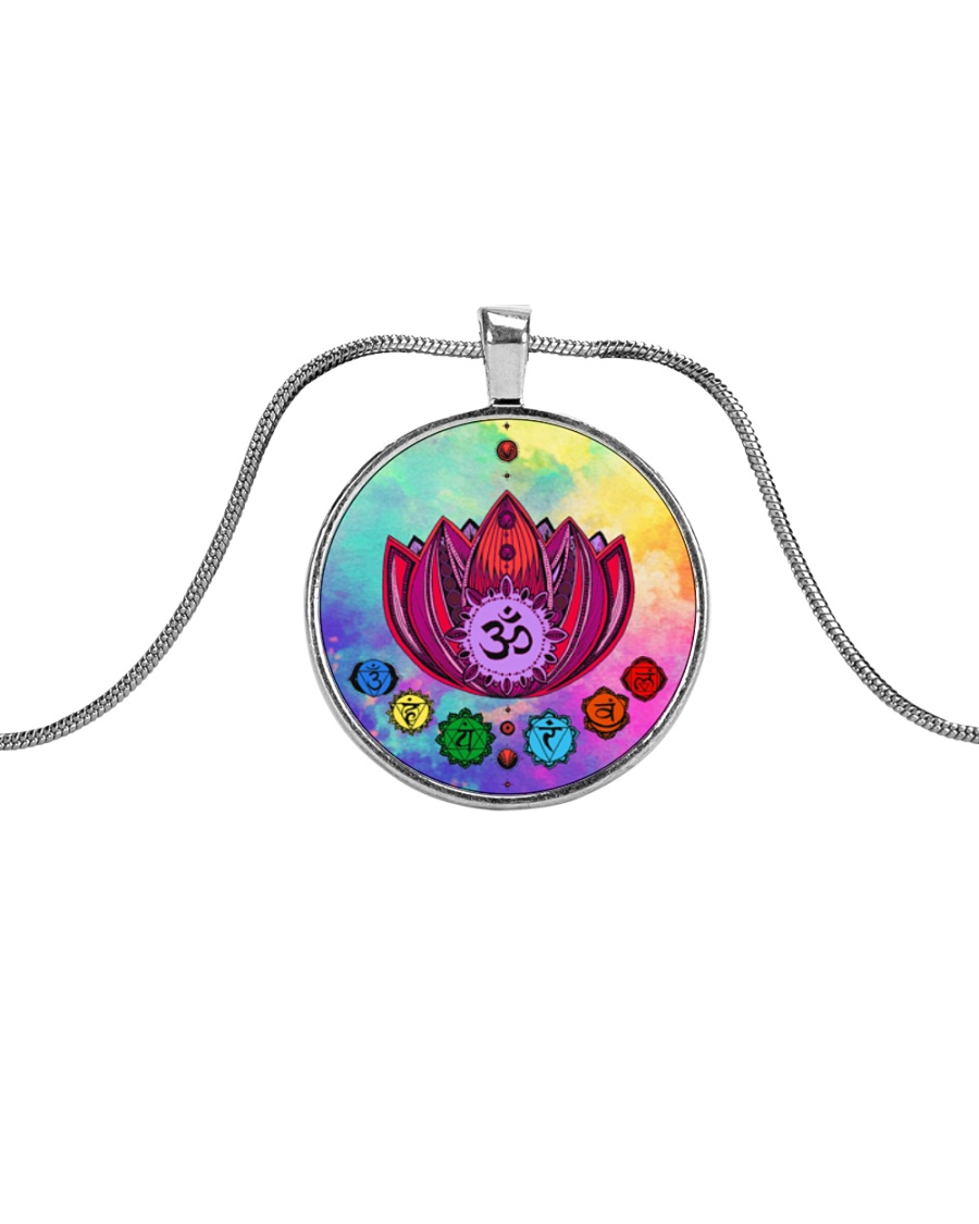 Yoga A97 Flowers Metallic Circle Necklace