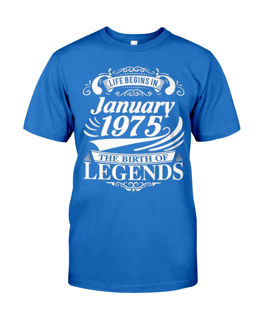 LIFE BEGINS IN JANUARY 1975 Premium Fit Mens Tee