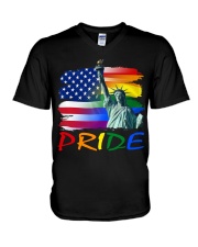 LGBT Pride Gift Liberty Enlightening Flag V-Neck T-Shirt tile
