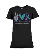 Suicide Prevention Awareness Peace Love Premium Fit Ladies Tee tile