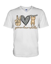 Gift For Sloth Lover Peace Love Sloths V-Neck T-Shirt tile