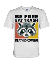 Raccoon Lover Be Free Eat Trash Death Is Coming V-Neck T-Shirt tile