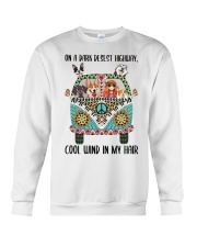Dog Lover Peace Love Dog And Hippie Girl On A Dark Desest Highway Cool Wind In My Hair Crewneck Sweatshirt tile