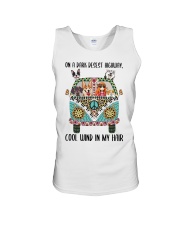Dog Lover Peace Love Dog And Hippie Girl On A Dark Desest Highway Cool Wind In My Hair Unisex Tank tile