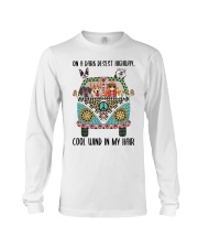 Dog Lover Peace Love Dog And Hippie Girl On A Dark Desest Highway Cool Wind In My Hair Long Sleeve Tee tile