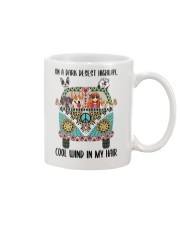 Dog Lover Peace Love Dog And Hippie Girl On A Dark Desest Highway Cool Wind In My Hair Mug tile