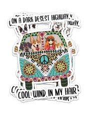 Dog Lover Peace Love Dog And Hippie Girl On A Dark Desest Highway Cool Wind In My Hair Sticker - 6 pack (Vertical) front