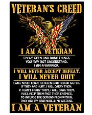 Veteran Gift Eagle Veteran's Creed I Will Never Accept Defeat Will Never Quit 11x17 Poster front