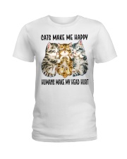 Cat Lover Cats Make Me Happy Humans Make My Head Hurt Shorthair Cats Ladies T-Shirt tile