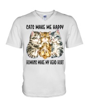 Cat Lover Cats Make Me Happy Humans Make My Head Hurt Shorthair Cats V-Neck T-Shirt tile