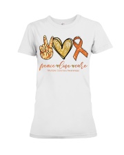 Multiple Sclerosis Awarerness Peace Love Cure Premium Fit Ladies Tee tile